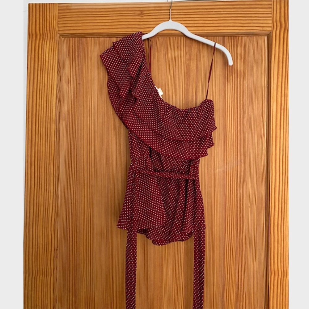 ANTHROPOLOGIE One Shoulder Tie-Waist Peplum Top - Picture 7 of 8